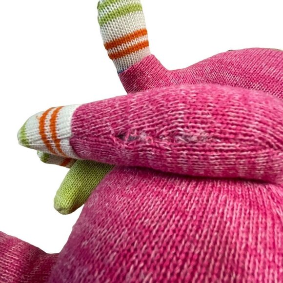 Seasons of Cannon Falls Pink Elephant Sock Monkey 14” Sitting Magnet Hands Plush - Picture 6 of 11